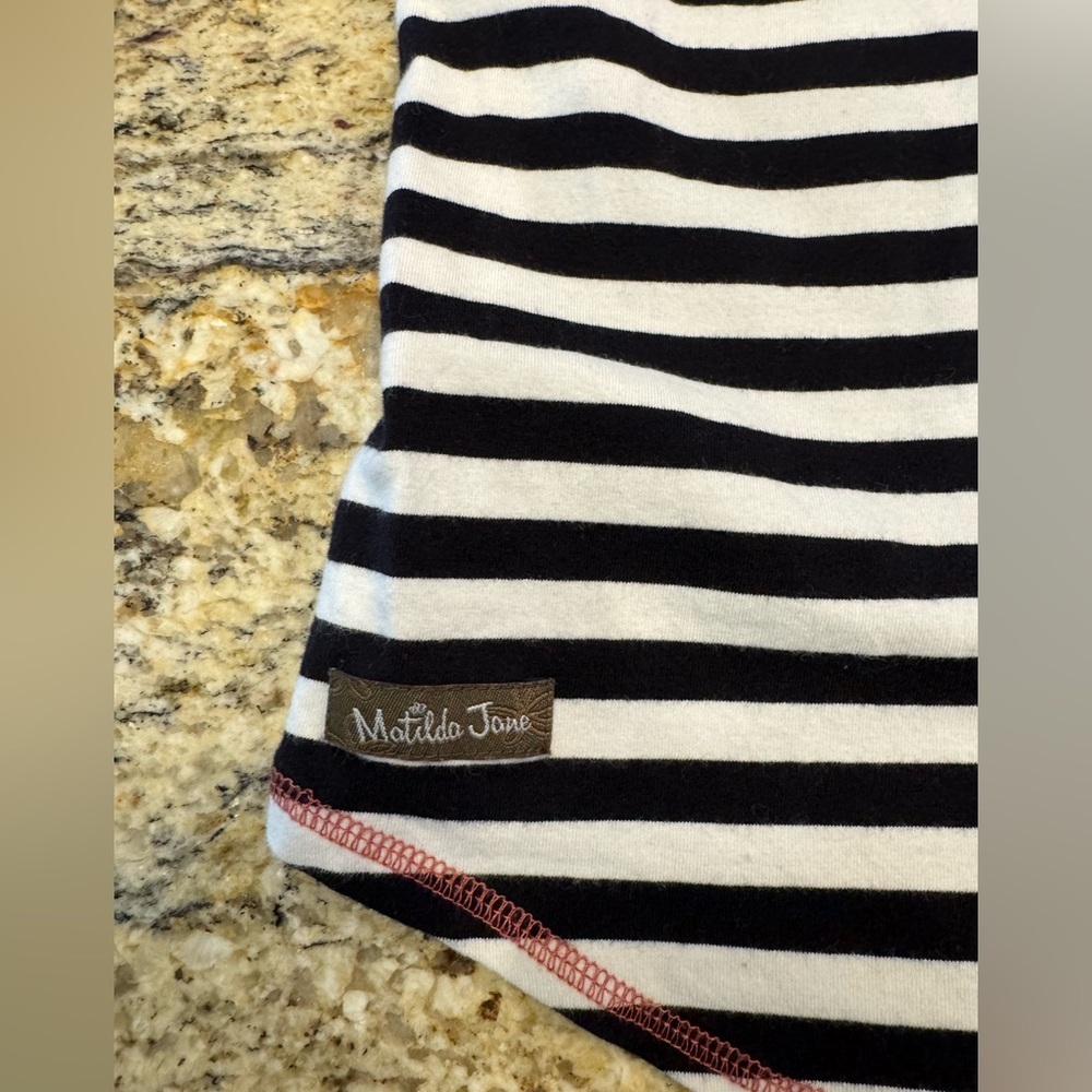 Matilda Jane Choose Your Own Path Homerun Tee Striped Floral Black White Size M - Picture 4 of 7